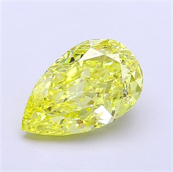 Picture of Lab Grown Diamond 1.42 Carats, Pear with  Cut, Fancy Intense Yellow Color, IF Clarity and Certified by IGI