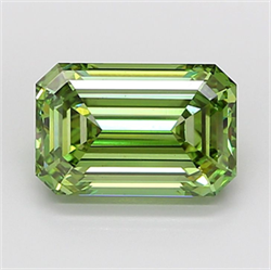 Picture of Lab Grown Diamond 5.16 Carats, Emerald with  Cut, Fancy Vivid Green Color, VS2 Clarity and Certified by IGI