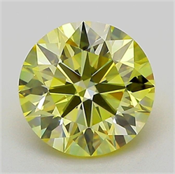 Picture of Lab Grown Diamond 1.55 Carats, Round with Ideal Cut, Fancy Intense Yellow Color, VVS2 Clarity and Certified by IGI