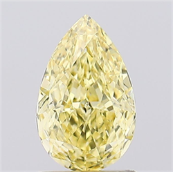 Picture of Lab Grown Diamond 1.29 Carats, Pear with  Cut, Fancy Vivid Yellow Color, VS1 Clarity and Certified by IGI