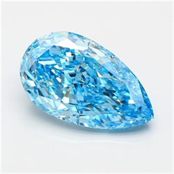 Picture of Lab Grown Diamond 6.54 Carats, Pear with  Cut, Fancy Vivid Blue Color, VS1 Clarity and Certified by IGI