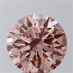 Picture of Lab Grown Diamond 3.90 Carats, Round with Excellent Cut, Fancy Vivid Pink Color, VS1 Clarity and Certified by IGI