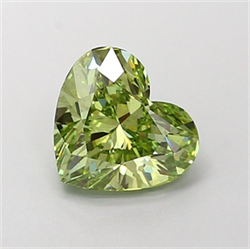 Picture of Lab Grown Diamond 1.58 Carats, Heart with  Cut, Fancy Vivid Green Color, VS2 Clarity and Certified by IGI