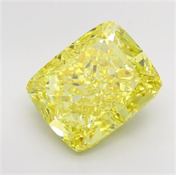 Picture of Lab Grown Diamond 4.66 Carats, CUSHION MODIFIED with  Cut, Fancy Vivid Yellow Color, VS1 Clarity and Certified by IGI