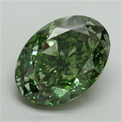 Picture of Lab Grown Diamond 10.74 Carats, Oval with  Cut, Fancy Vivid Green Color, VS1 Clarity and Certified by IGI