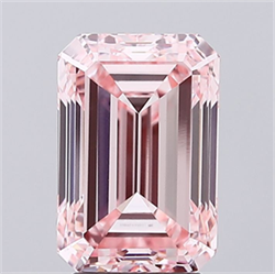 Picture of Lab Grown Diamond 4.00 Carats, Emerald with  Cut, Fancy Intense Pink Color, VS1 Clarity and Certified by IGI