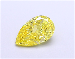 Picture of Lab Grown Diamond 1.26 Carats, Pear with  Cut, Fancy Vivid Yellow Color, VVS2 Clarity and Certified by IGI