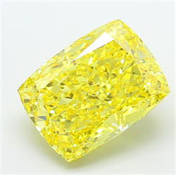 Picture of Lab Grown Diamond 8.10 Carats, CUSHION MODIFIED with  Cut, Fancy Vivid Yellow Color, VS1 Clarity and Certified by IGI