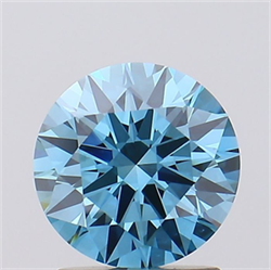 Picture of Lab Grown Diamond 1.56 Carats, Round with Ideal Cut, Fancy Vivid Blue Color, VS2 Clarity and Certified by IGI