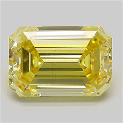 Picture of Lab Grown Diamond 3.00 Carats, Emerald with  Cut, Fancy Intense Yellow Color, VS1 Clarity and Certified by IGI