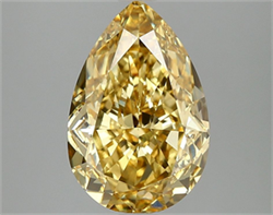 Picture of Lab Grown Diamond 4.08 Carats, Pear with  Cut, Fancy Vivid Yellow Color, VS2 Clarity and Certified by IGI