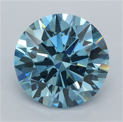 Picture of Lab Grown Diamond 2.53 Carats, Round with Ideal Cut, Fancy Vivid Blue Color, VVS1 Clarity and Certified by IGI