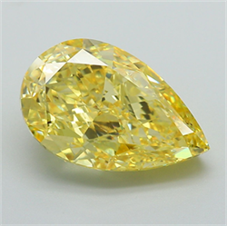 Picture of Lab Grown Diamond 6.14 Carats, Pear with  Cut, Fancy Vivid Yellow Color, VS1 Clarity and Certified by IGI