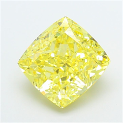 Picture of Lab Grown Diamond 5.02 Carats, CUSHION MODIFIED with  Cut, Fancy Vivid Yellow Color, VS1 Clarity and Certified by IGI
