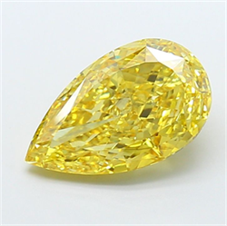 Picture of Lab Grown Diamond 5.05 Carats, Pear with  Cut, Fancy Vivid Yellow Color, VS2 Clarity and Certified by IGI