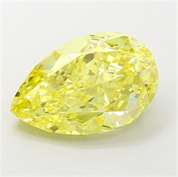 Picture of Lab Grown Diamond 4.08 Carats, Pear with  Cut, Fancy Vivid Yellow Color, VS1 Clarity and Certified by IGI