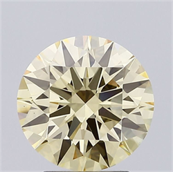 Picture of Lab Grown Diamond 2.60 Carats, Round with Ideal Cut, Fancy Yellow Color, VS1 Clarity and Certified by IGI
