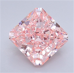 Picture of Lab Grown Diamond 3.36 Carats, SQUARE RADIANT with  Cut, Fancy Vivid Pink Color, VVS2 Clarity and Certified by IGI