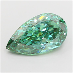 Picture of Lab Grown Diamond 3.59 Carats, Pear with  Cut, Fancy Vivid Green Color, VS2 Clarity and Certified by IGI