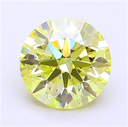 Picture of Lab Grown Diamond 1.76 Carats, Round with Excellent Cut, Fancy Intense Yellow Color, VS1 Clarity and Certified by IGI