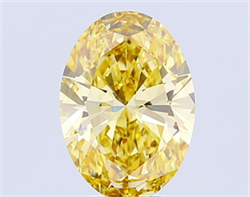 Picture of Lab Grown Diamond 7.02 Carats, Oval with  Cut, Fancy Intense Yellow Color, VVS2 Clarity and Certified by IGI