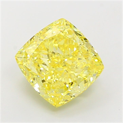 Picture of Lab Grown Diamond 6.02 Carats, CUSHION MODIFIED with  Cut, Fancy Intense Yellow Color, VS2 Clarity and Certified by IGI