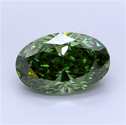 Picture of Lab Grown Diamond 2.04 Carats, Oval with  Cut, Fancy Vivid Green Color, VS1 Clarity and Certified by IGI