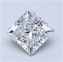 Natural Diamond 2.30 Carats, Princess with  Cut, E Color, VS1 Clarity and Certified by GIA