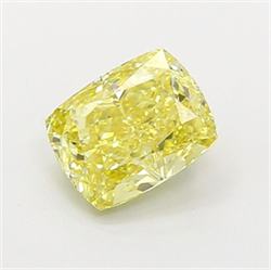Picture of Lab Grown Diamond 1.29 Carats, CUSHION MODIFIED with  Cut, Fancy Intense Yellow Color, VVS2 Clarity and Certified by IGI