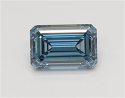 Picture of Lab Grown Diamond 1.60 Carats, Emerald with  Cut, Fancy Vivid Blue Color, VS1 Clarity and Certified by IGI