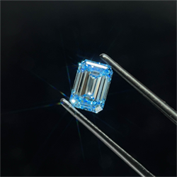Picture of Lab Grown Diamond 2.09 Carats, Emerald with  Cut, Fancy Vivid Blue Color, VS1 Clarity and Certified by IGI
