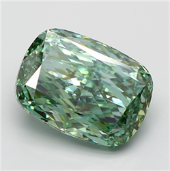 Picture of Lab Grown Diamond 9.90 Carats, CUSHION MODIFIED with  Cut, Fancy Vivid Green Color, VVS2 Clarity and Certified by IGI