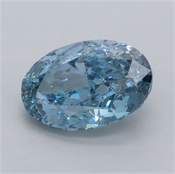 Picture of Lab Grown Diamond 1.58 Carats, Oval with  Cut, Fancy Vivid Blue Color, VVS2 Clarity and Certified by IGI