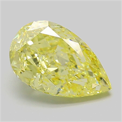 Picture of Lab Grown Diamond 3.04 Carats, Pear with  Cut, Fancy Intense Yellow Color, VS1 Clarity and Certified by IGI