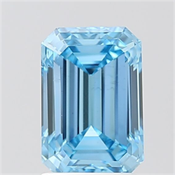 Picture of Lab Grown Diamond 2.00 Carats, Emerald with  Cut, Fancy Vivid Blue Color, VS2 Clarity and Certified by IGI