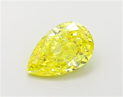 Picture of Lab Grown Diamond 1.51 Carats, Pear with  Cut, Fancy Vivid Yellow Color, IF Clarity and Certified by IGI
