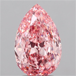 Picture of Lab Grown Diamond 3.05 Carats, Pear with  Cut, Fancy Vivid Pink Color, VS2 Clarity and Certified by IGI