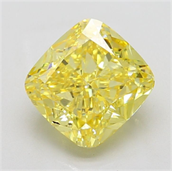 Picture of Lab Grown Diamond 5.03 Carats, CUSHION MODIFIED with  Cut, Fancy Vivid Yellow Color, VS2 Clarity and Certified by IGI