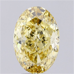 Picture of Lab Grown Diamond 4.20 Carats, Oval with  Cut, Fancy Intense Yellow Color, VS1 Clarity and Certified by IGI