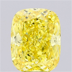 Picture of Lab Grown Diamond 3.66 Carats, CUSHION MODIFIED with  Cut, Fancy Intense Yellow Color, VVS2 Clarity and Certified by IGI