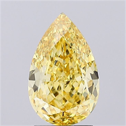 Picture of Lab Grown Diamond 2.56 Carats, Pear with  Cut, Fancy Vivid Yellow Color, VVS2 Clarity and Certified by IGI
