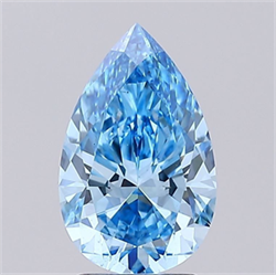Picture of Lab Grown Diamond 2.42 Carats, Pear with  Cut, Fancy Vivid Blue Color, VS2 Clarity and Certified by IGI