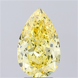 Picture of Lab Grown Diamond 3.79 Carats, Pear with  Cut, Fancy Vivid Yellow Color, VS1 Clarity and Certified by IGI