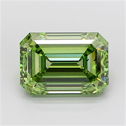 Picture of Lab Grown Diamond 5.06 Carats, Emerald with  Cut, Fancy Vivid Green Color, VS2 Clarity and Certified by IGI
