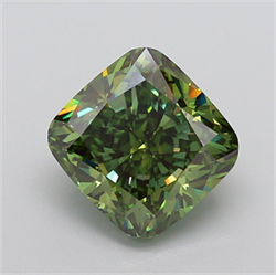 Picture of Lab Grown Diamond 8.49 Carats, CUSHION MODIFIED with  Cut, Fancy Vivid Green Color, VS1 Clarity and Certified by IGI