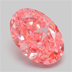 Picture of Lab Grown Diamond 2.70 Carats, Oval with  Cut, Fancy Vivid Pink Color, VVS2 Clarity and Certified by IGI