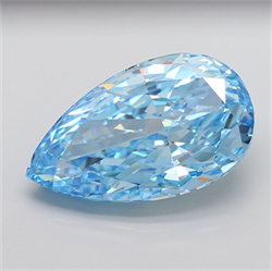 Picture of Lab Grown Diamond 20.07 Carats, Pear with  Cut, Fancy Vivid Blue Color, VVS2 Clarity and Certified by IGI