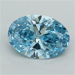 Picture of Lab Grown Diamond 1.53 Carats, Oval with  Cut, Fancy Vivid Blue Color, VVS2 Clarity and Certified by IGI