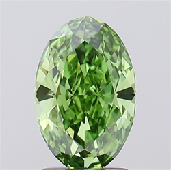 Picture of Lab Grown Diamond 1.87 Carats, Oval with  Cut, Fancy Vivid Green Color, FL Clarity and Certified by IGI
