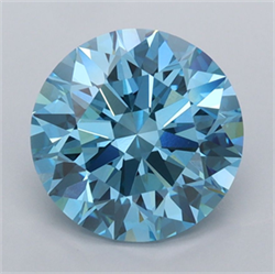 Picture of Lab Grown Diamond 3.03 Carats, Round with Ideal Cut, Fancy Vivid Blue Color, VVS2 Clarity and Certified by IGI